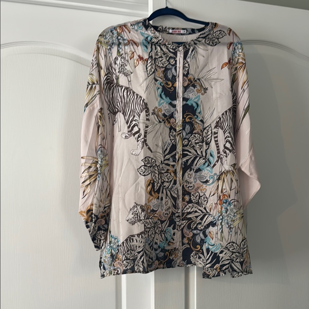 Johnny Was Long Sleeve Blouse with Mandarin Collar